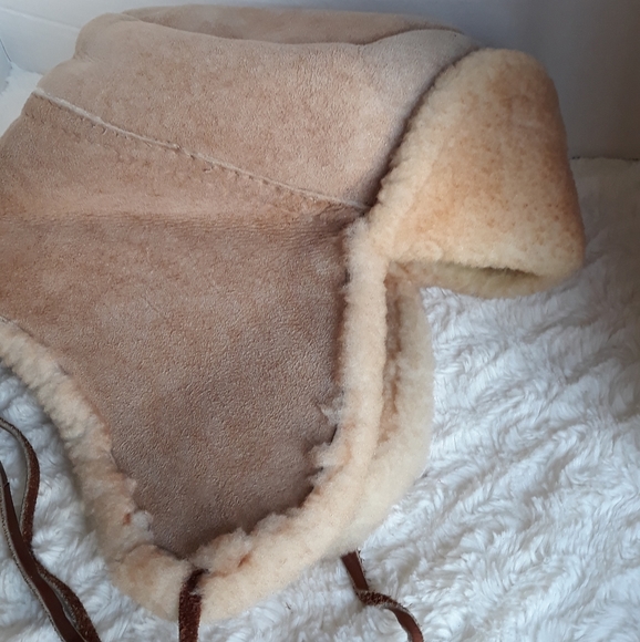 100% Sheepskin Trapper Hat Leather & Fur Hat Men's Winter Cold Snow Hats - Picture 2 of 10